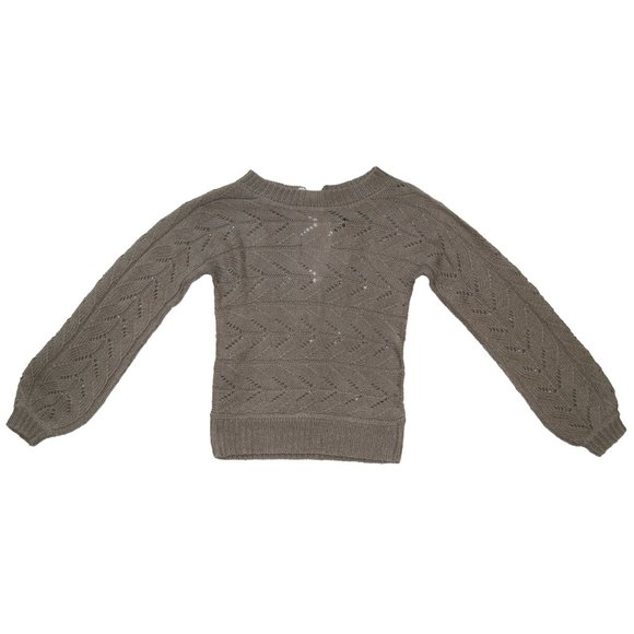 Moon & Madison Grey Knit Long Sleeve Tie Up Back Detail‎ Sweater Top - Picture 3 of 5